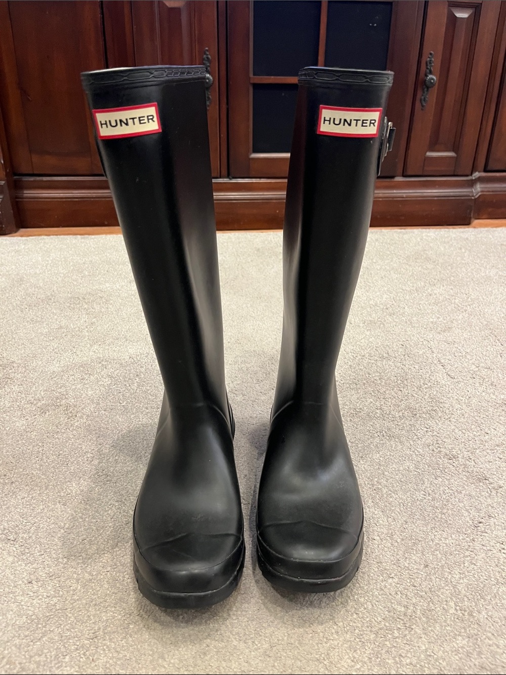 Hunter Black Tall Glossy Rubber Rain Boots
